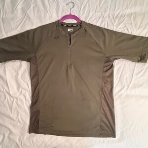 FOX Racing Olive Green Half-Zip Cycling Jersey with zipper pocket on back